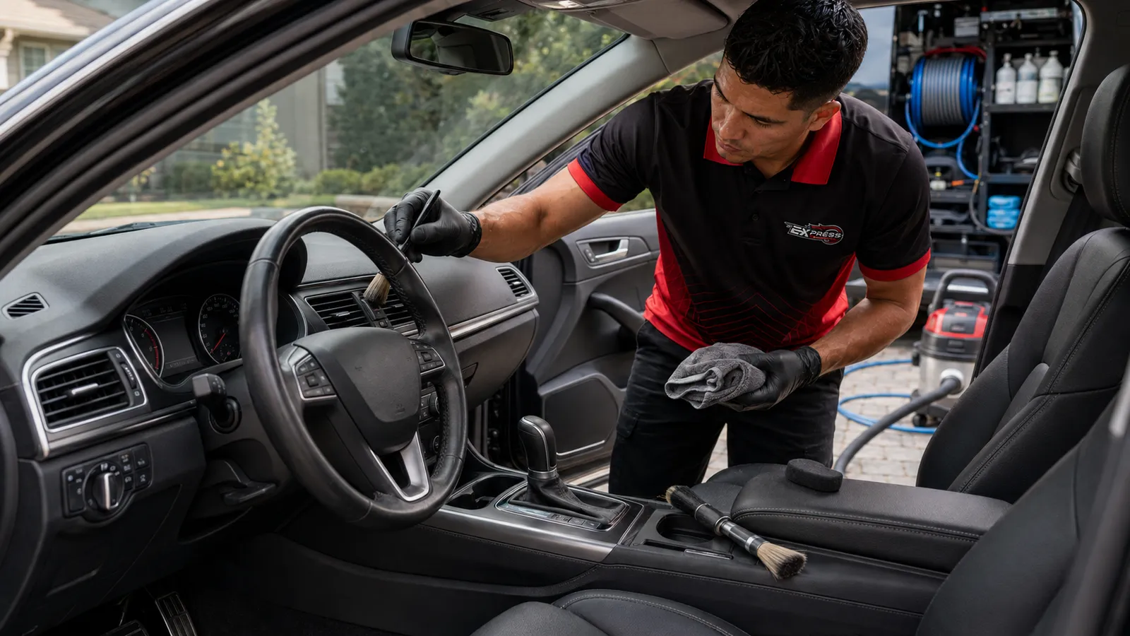 mobile car interior detailing — something spilled, and it never really came out