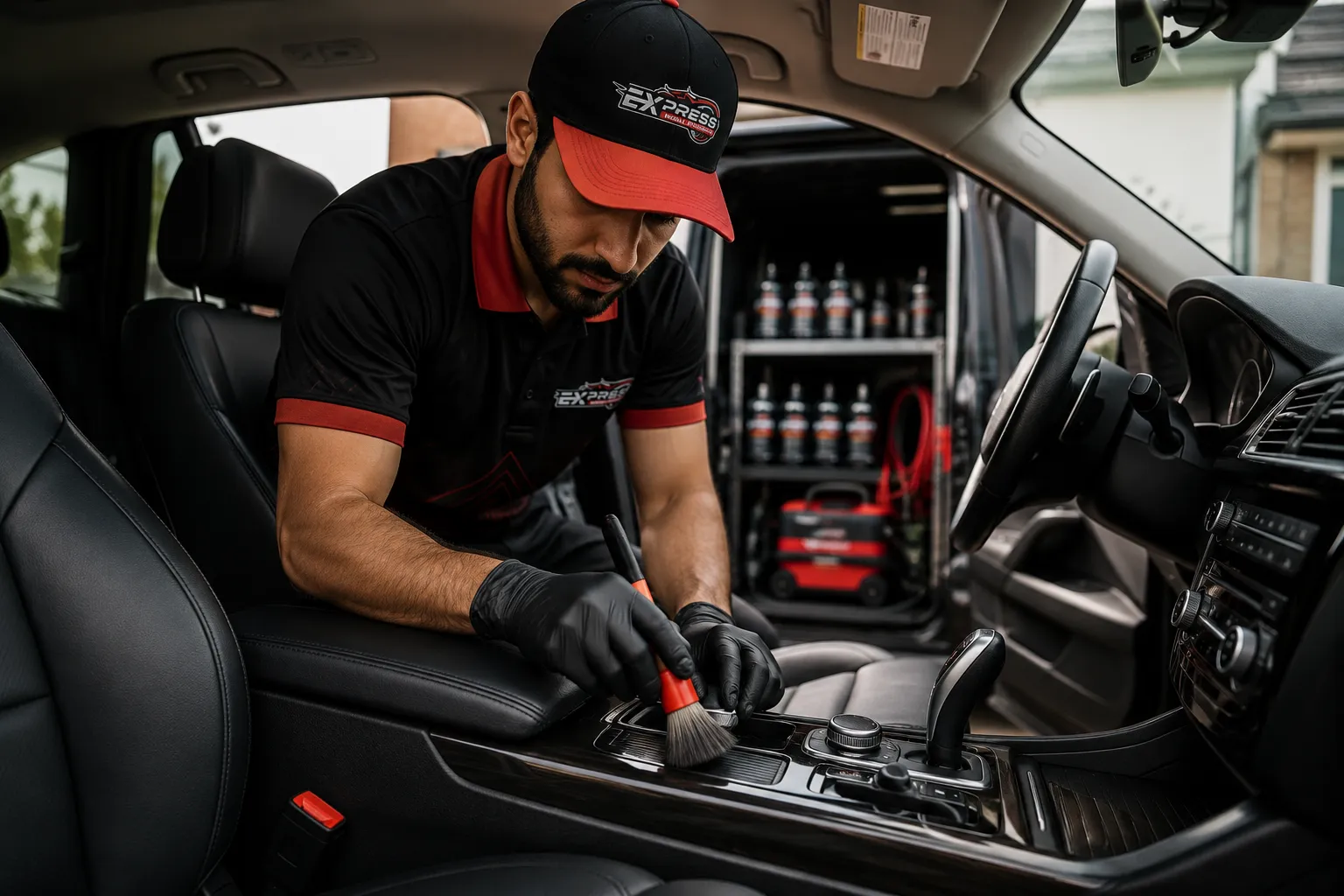 express mobile detailing technician interior car cleaning